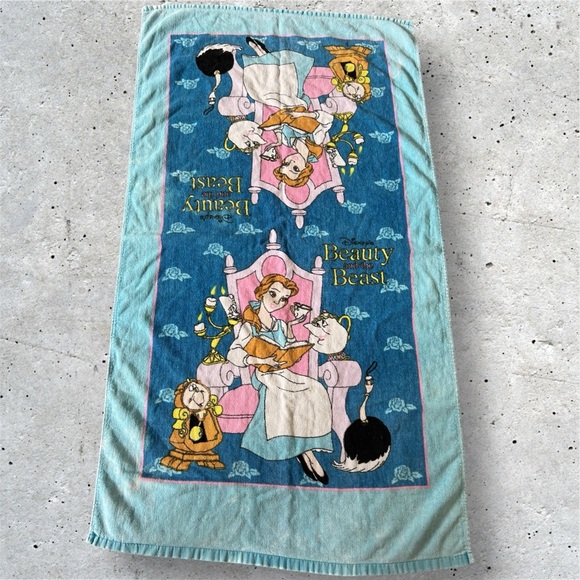 Vintage 90s Franco Beauty and the Beast Bath Towel 24x43 Disney - Picture 1 of 5